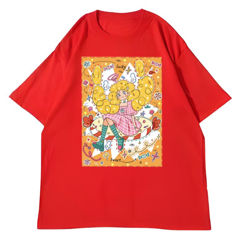 

Adult Kids Shining Y2K Star Candy Girl Cotton TShirt Versatile Couple ParentChild MultiColored Tops S