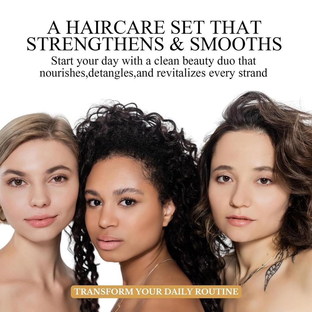 Coffret shampoing et après-shampoing au gingembre : renforce et nourrit les cheveux, nettoie les résidus et le sébum ; convient aux cheveux abîmés et crépus.