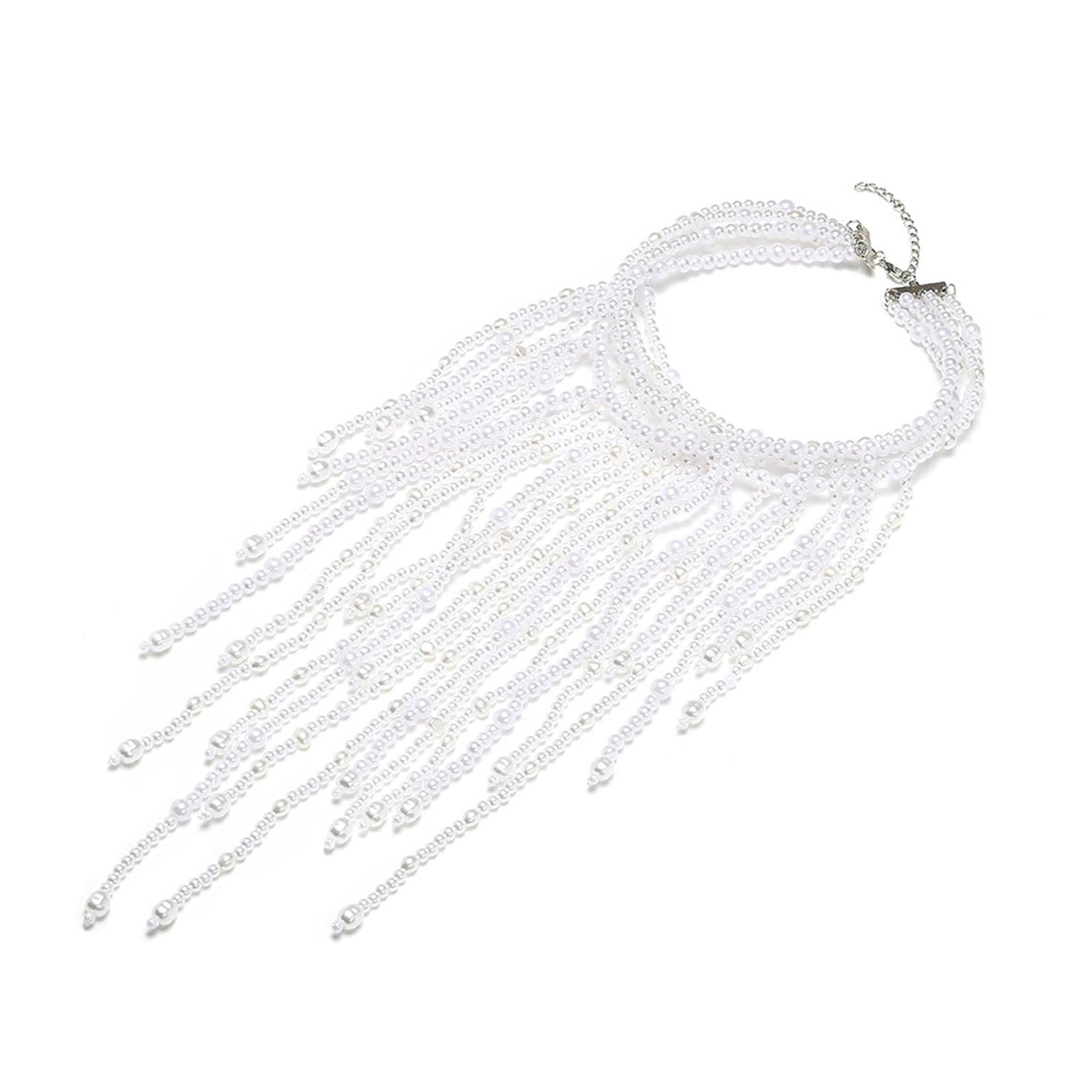 

Элегантное ожерелье-водопад из искусственного жемчуга, регулируемая цепочка для ключицы, модная бижутерия для вечерних вечеринок и повседневной носки