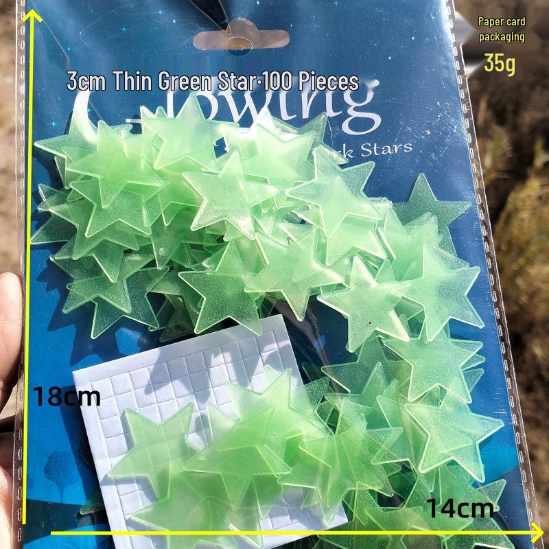 100-Piece 2-3cm Fluorescent 3D Star Wall & Refrigerator Glow Stickers