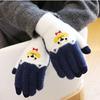 Gloves Female Winter Student Cartoon Autumn and Winter Warm Cute Plush Korean Version Full Finger Embroidery Thickened and Velvet