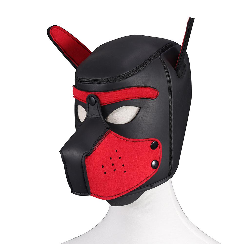 1pc Puppy Hood, Neoprene Silicone Leather Full Head Role Play BDSM Fetish Bondage Hood For Male Sex Games, Sex Toys