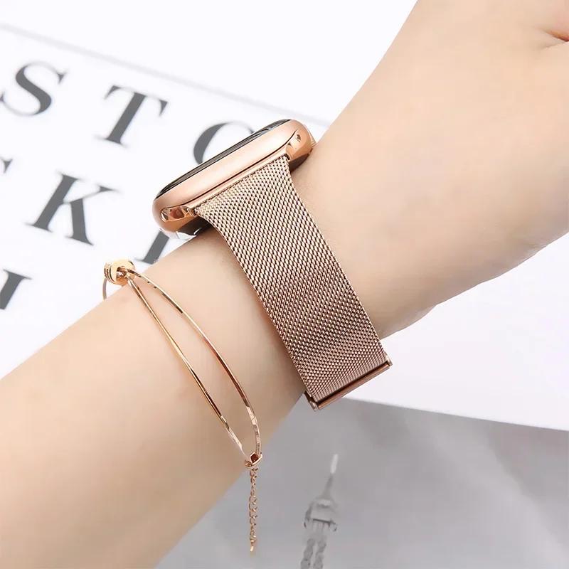 Milanese Strap for Apple Watch 44mm 40mm 45mm 41mm 46mm 42mm 38 49mm Metal Bracelet iWatch Series 10 Ultra 9 8 7 6 5 4 3 SE band