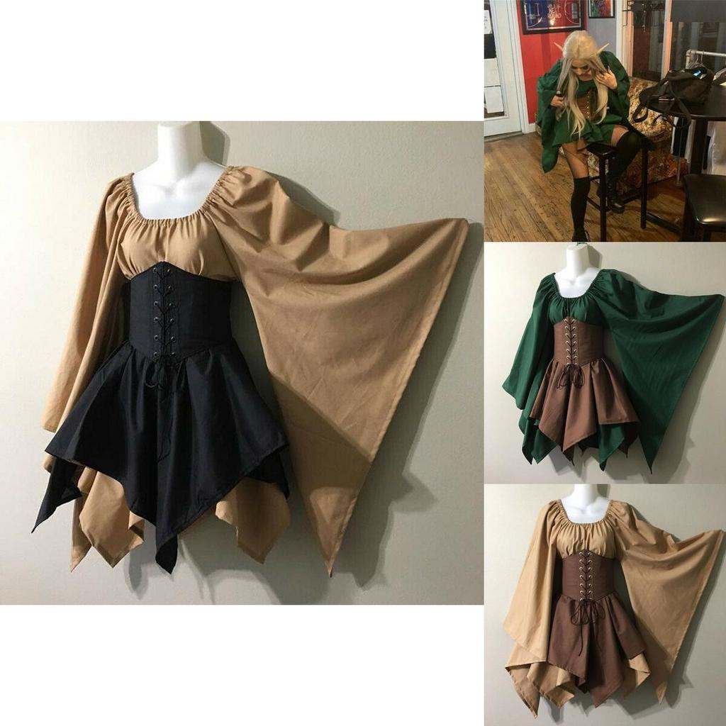 Stunning Gothic Medieval Renaissance Woodland Elf Fairy Dress For Cosplay And Parties
