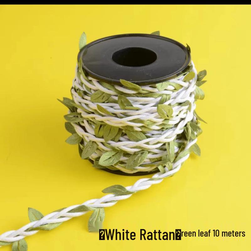 Jute Rope with Rattan Green Leaves for DIY Air Conditioner Pipe Decoration and Crafts