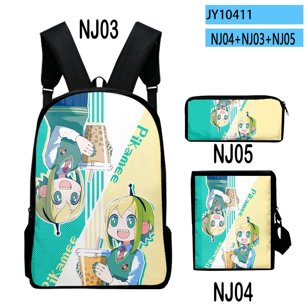 Popular Novelty Pikamee Anime 3D Print 3pcs/Set Pupil School Bags Laptop Daypack Backpack Inclined Shoulder Bag Pencil Case