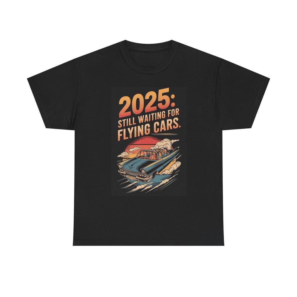 2025 Flying Cars Graphic T Shirt Funny Retro Unisex Heavy Cotton Tee M