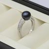 Real Natural Freshwater Pearl Rings Woman,Sterling Silver Pearl Ring Adjustable Mother Wife Anniversary Gift White Black