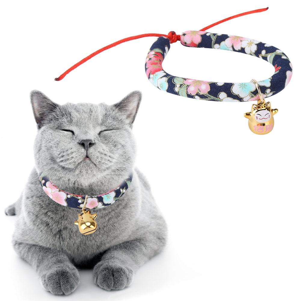 2 Stück Verstellbares Hunde Katzen Halsband Bedrucktes Halsband mit Glocke für Welpen Kätzchen Haustier Katze ZubehörS