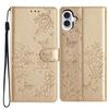 For iPhone 17 Wallet Phone Case Butterfly Floral Imprint Leather Flip Cover with Strap