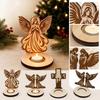 Wooden Figurine with Candle Holder Base, Freestanding Candle Holder Decor