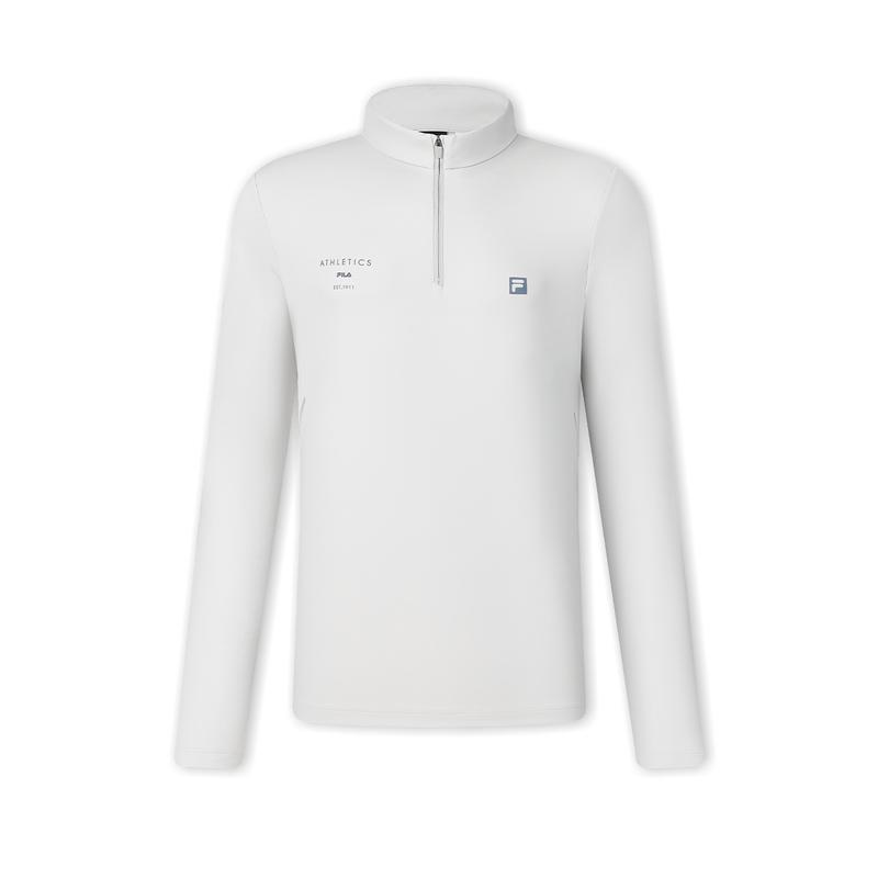 Fila Fleece Lined Half Zip Versatile Comfortable Long Sleeved T Shirt Men's To Premium Gray A11M441202FGY