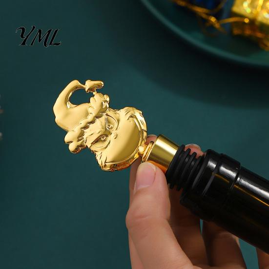 Decorative Wine Cork for Christmas Party Stopper with Silicone Ring, Stainless Steel Bottle Sealer, Leak Proof Saver Snowflake/Car/Train/Elf
