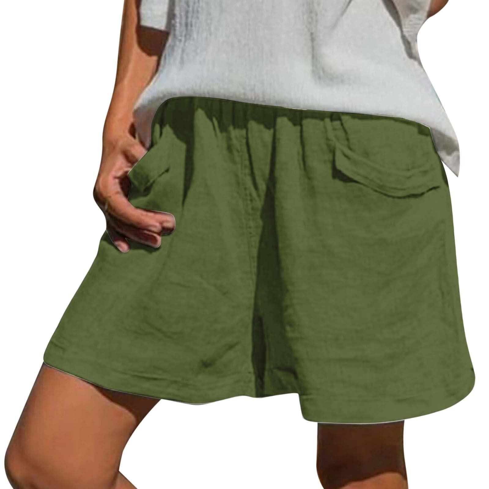 Женские летние свободные повседневные однотонные шорты с эластичной резинкой на талии — фото 3