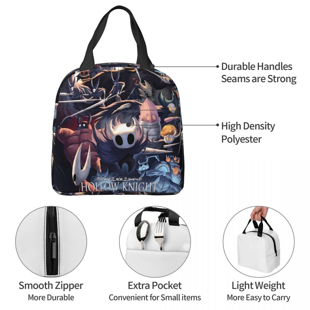 Hollow Knight Funny Games Merch Insulated Lunch Bag For Work Food Storage Bag Leakproof Thermal Cooler Bento Box