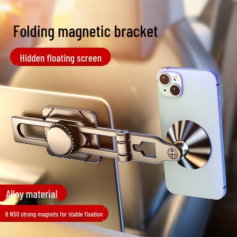 Foldable Magnetic Car Phone Holder with Rotating Metal Dashboard Mount
