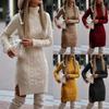 Dame Yderbeklædning Ny Høj Hals Smal Pasform Langærmet Varm Vinteruld Sweaterkjole til Kvinder