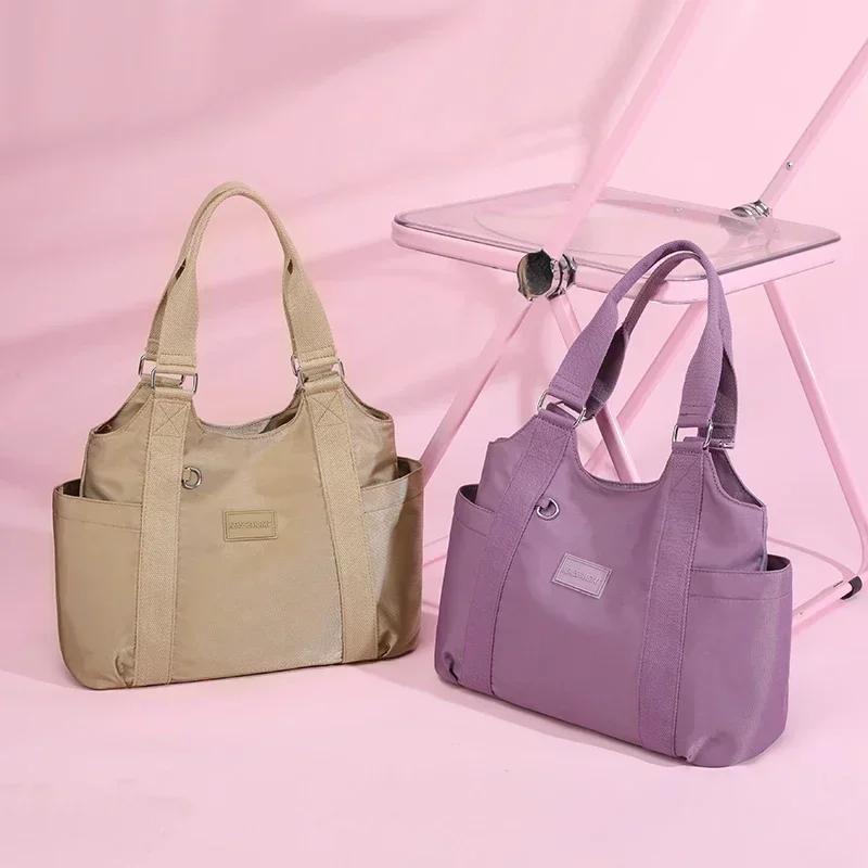 Solid Zipper Ladies Shoulder Travel Crossbody Bags for Women Nylon Large Capacity Bag