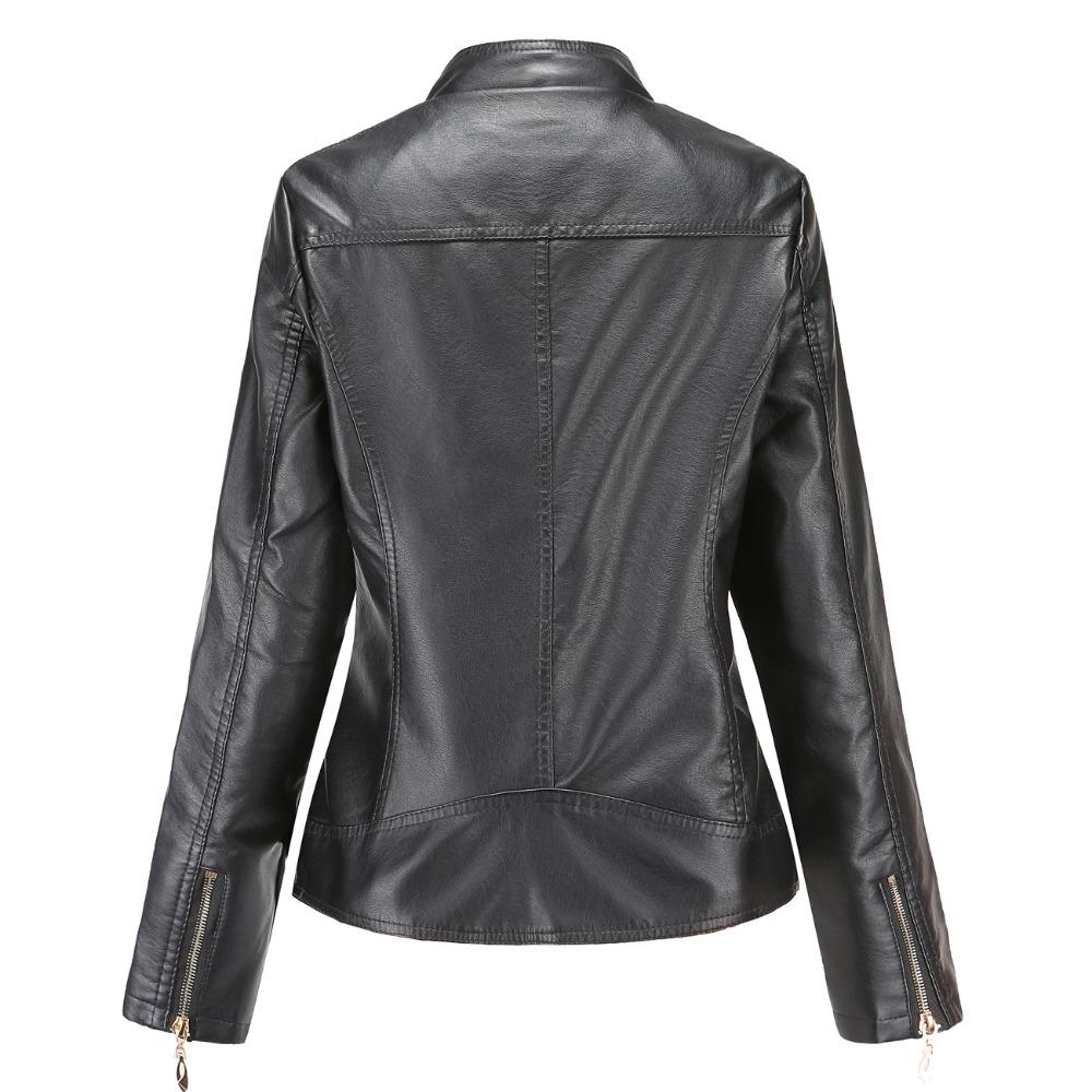 New Women's Leather Clothing Women's Elegant European and American Plus Size Collar PU Leather Women's Leather Jacket Women's Leather Jacket