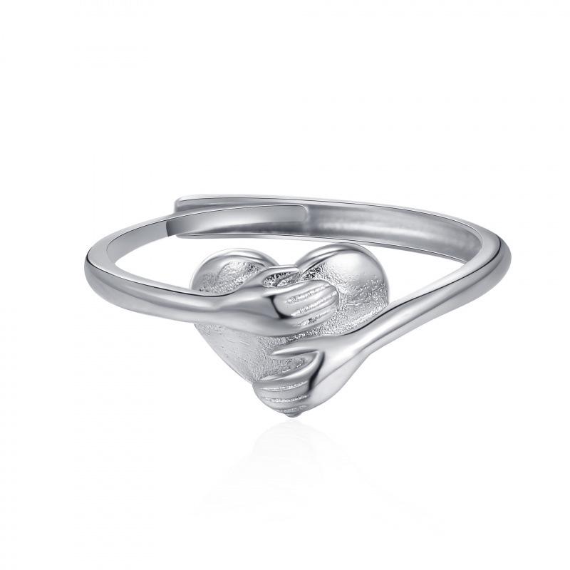 Cross Double Heart Hug Ring: Fashionable Two-Color Peach Heart Love Design Adjustable Opening