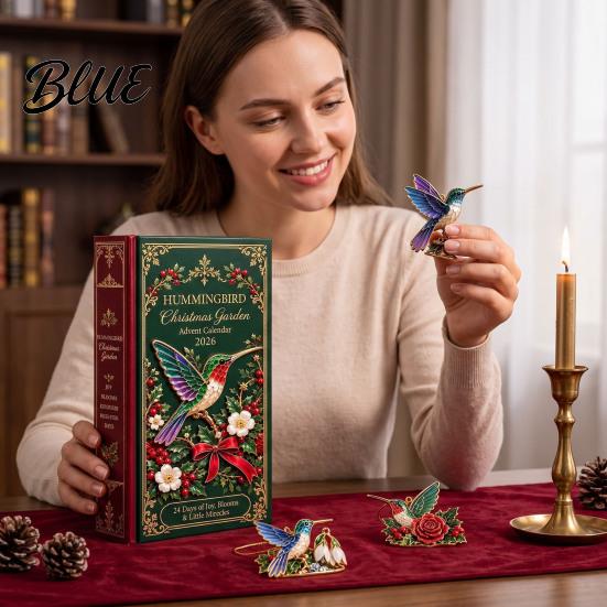 24 Day Advent 2D Acrylic Calendar 24-Day Christmas Garden Calendar Hummingbird Countdown with Decorations Bird
