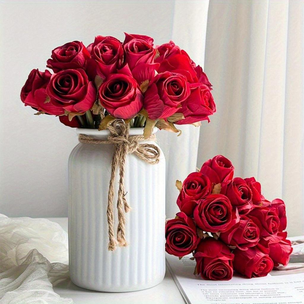 Elegant Home Decor 6-Head Artificial Rose Flower Bouquet, Perfect for Wedding, Parties, Holidays, and Birthdays