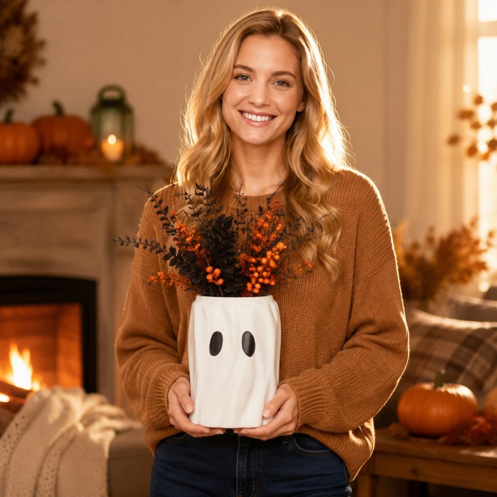 Cm Resin Halloween Flower Pot for Home Decoration