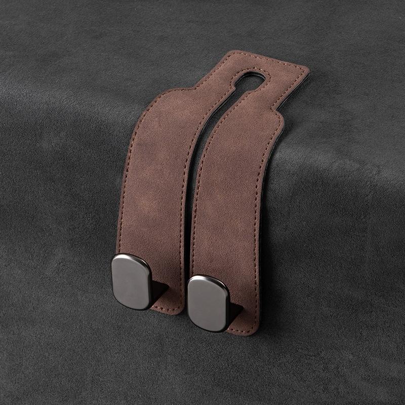 Hidden Car Seat Back Hook Suede Leather Soft Hanging Hook 20kg Load-Bearing Wear-Resistant Rear Row Hanger