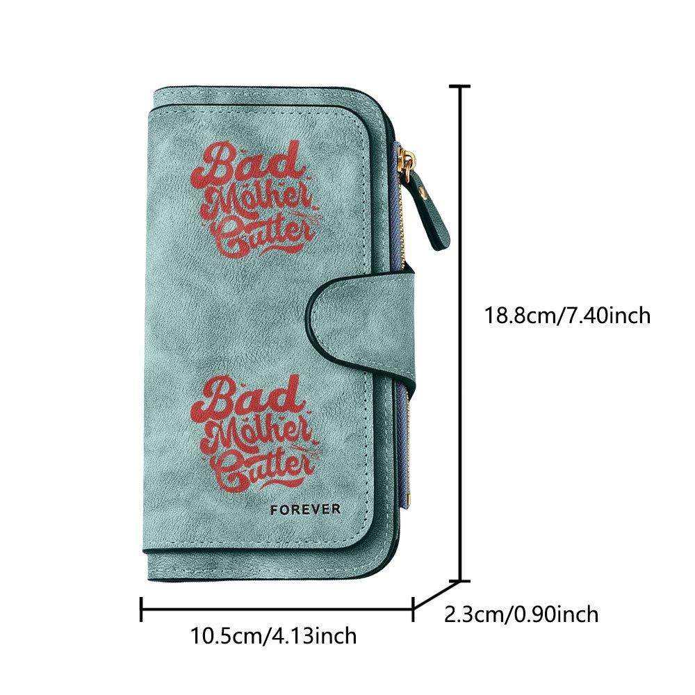 Bad Mother Fatter long zipper wallet, large-capacity card holder, unisex clutch bag, stylish zippered coin purse, suitable for daily use, a great