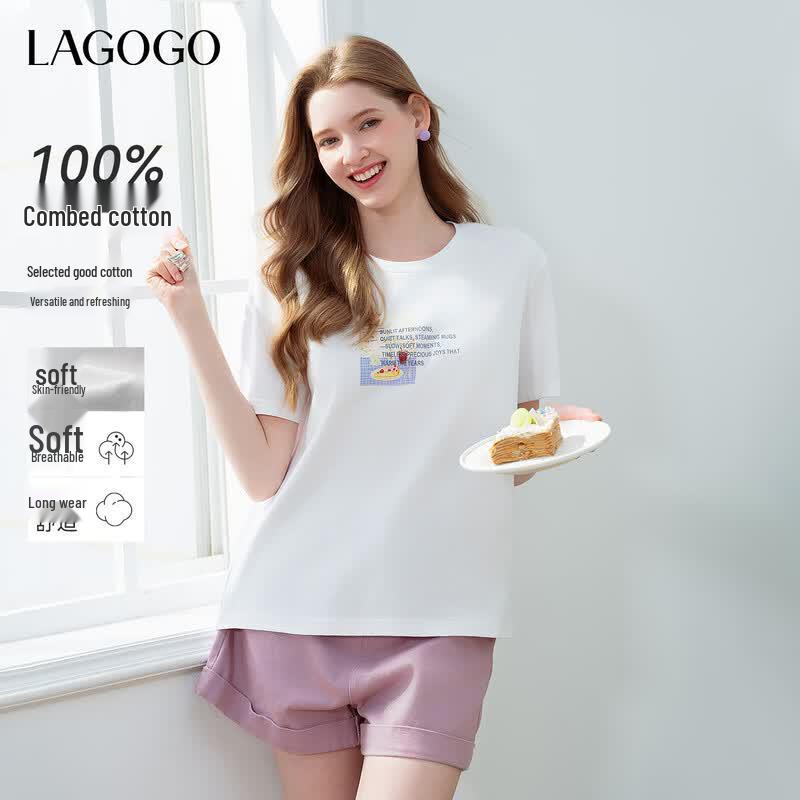 LAGOGO Women s Printed Cotton T-shirt L