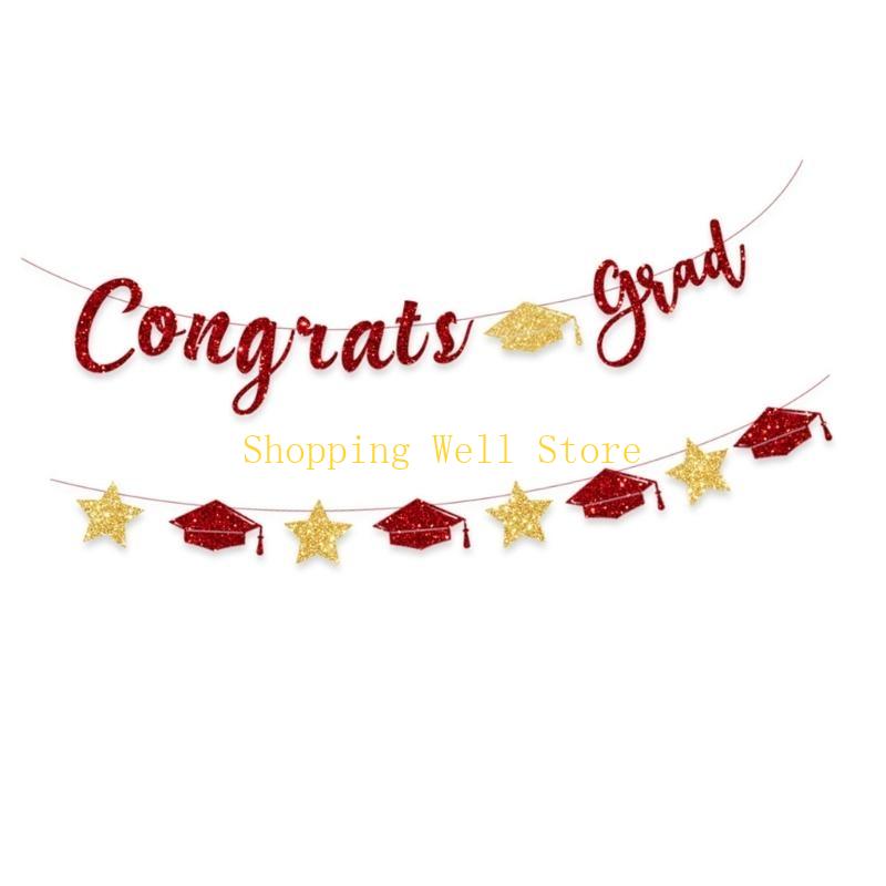KX4B Glittering Congrats Grads Ornament Graduation Party Hanging Decoration for Class of 2025 for Decoration Celebration