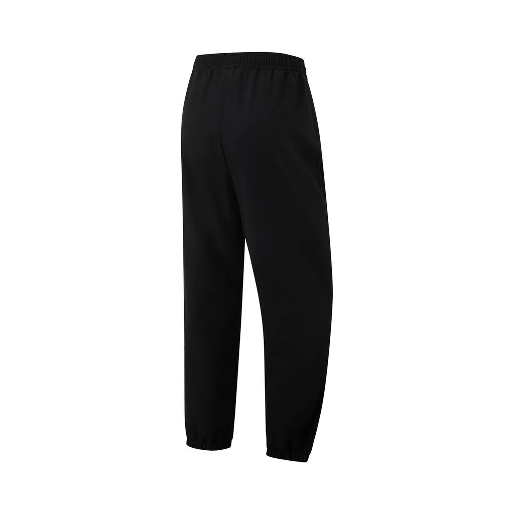Li Ning Fitness Series Solid Color Mid Waist Comfortable Fleece Lined Warm Cuffed Sports Long Pants Women Bottoms Black AYKU538-1