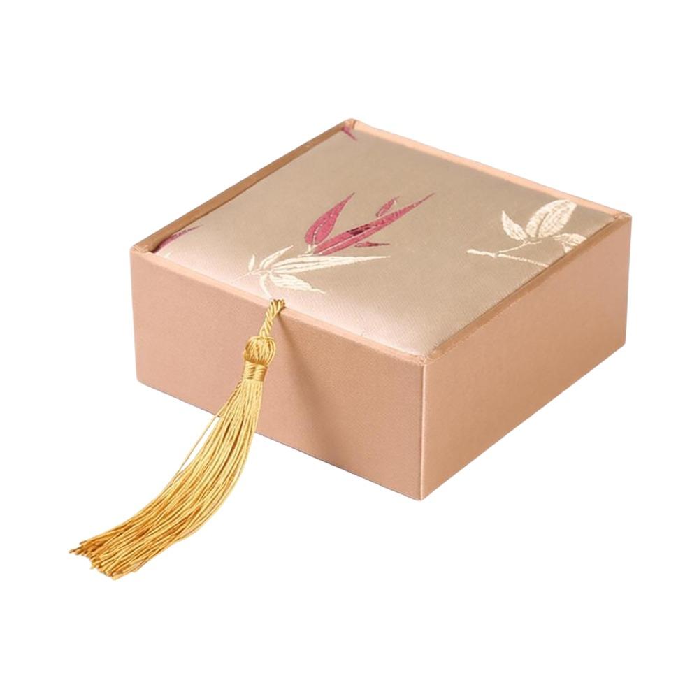 Chinese Style Vintage Tassel Jewelry Box Bamboo Leaves Damask Jewelry Storage Box High-quality Jewelry Packaging Box