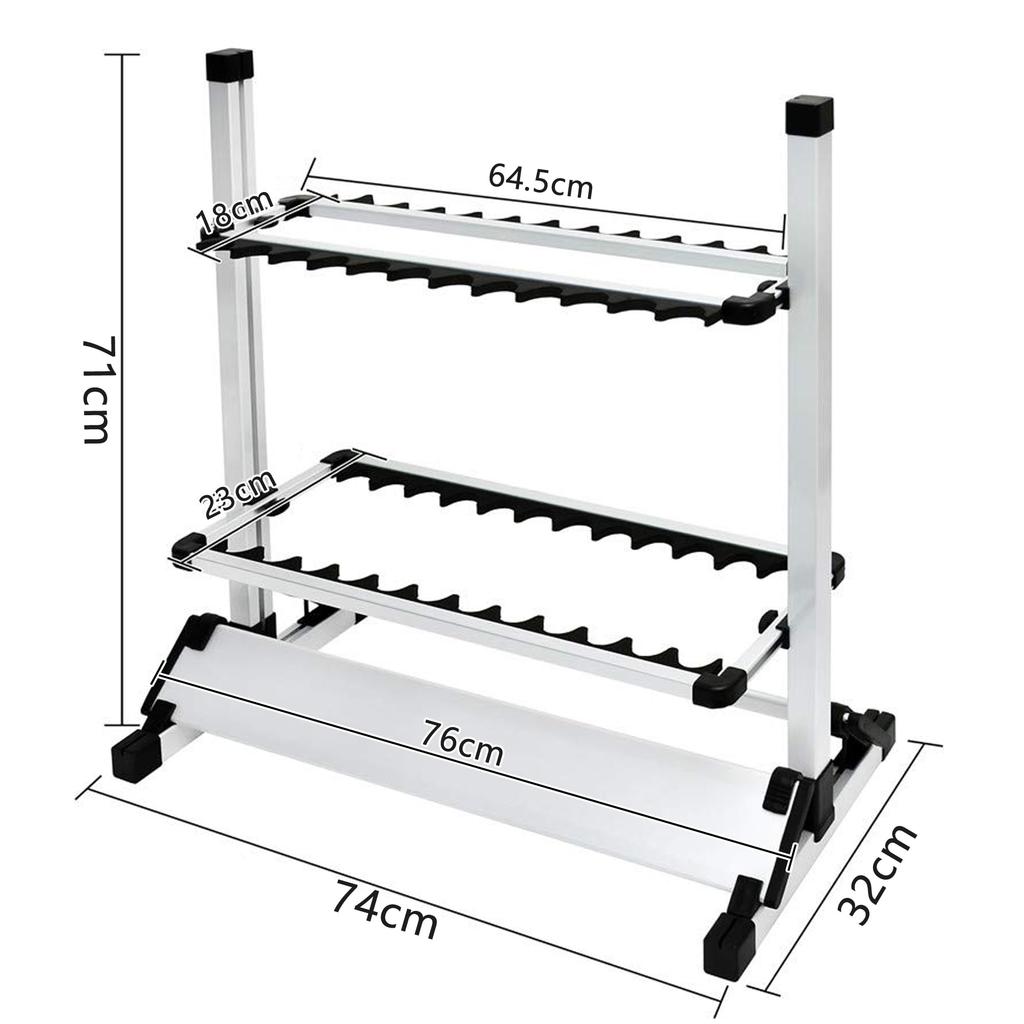 TORIBIO Aluminum Rod Stand, Rod Holder for 12 or 24 Rods, Easy Assembly (Silver, 24 Rods)