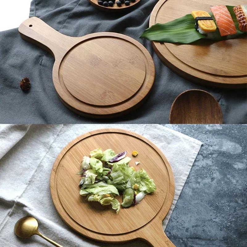 Neu 7/8/9 Zoll Langlebiges Rundes Holz-Pizza-Servierbrett Backschieber Schneidebrett Pizzaform Küchenzubehör Pizzablech