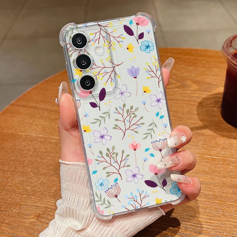 Colorful Flowers Pattern Phone Case For Samsung Galaxy S26 S25 S24 S23 Ultra S22 Plus S21 S24 S25 FE Clear Shockproof Soft Cover