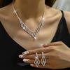 High-End Luxury Bridal Necklace Earrings Two-Piece Wedding Accessories Temperament Zircon Flower Jewelry Set Women