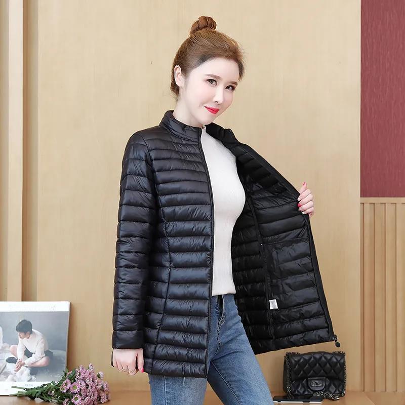Women's Down Padded Jacket Mid-length Lightweight Cotton-padded Jacket Korean Style Plus Size Slim Winter Jacket Padded Jacket