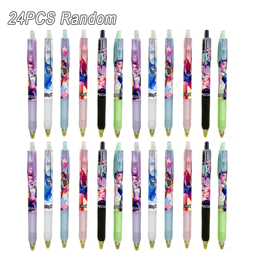 6/12/24/36Pcs KPop Demon Hunters Black 0.5mm Gel Pen Blind Box Student Writing Pen Anime Model Stationery Student Supplies