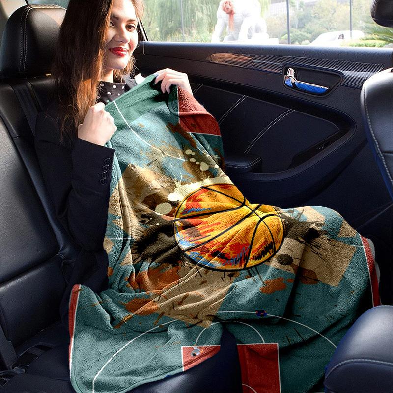 1pc. Basketball Court Design Blanket - Perfect for Home, Office, Outdoor Use, Gift Idea,