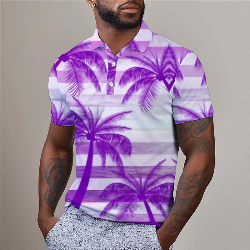 

Мужская удобная рубашка поло с освежающим узором кокосовой пальмы, с 3D цифровой печатью S