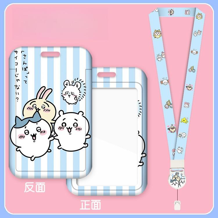 Chiikawa Cute Ins Style Lanyard Card Student Usagi Hachiware Cute Card Bus Card Holder Certificate Lanyard Cartoon Keychain Gift
