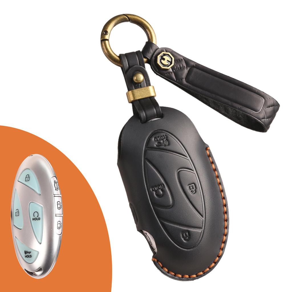 The New Retro Key Bag Is Suitable for Korean Hyundai Car Key Cover, Purely Handmade High-end Protective Shell Buckle, Cowhide.