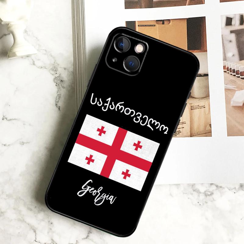 Georgia Flag Phone Case For iPhone 17 16 15 14 13 12 11 Pro Max Plus 12 13 Mini 16e 17 Air Cover Coque