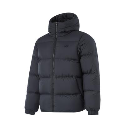 Li Ning Série Style de Vie Sportif Veste Courte Décontractée à Capuche en Duvet Couleur Unie Homme Vêtements d'Extérieur Noir AYMU115-12