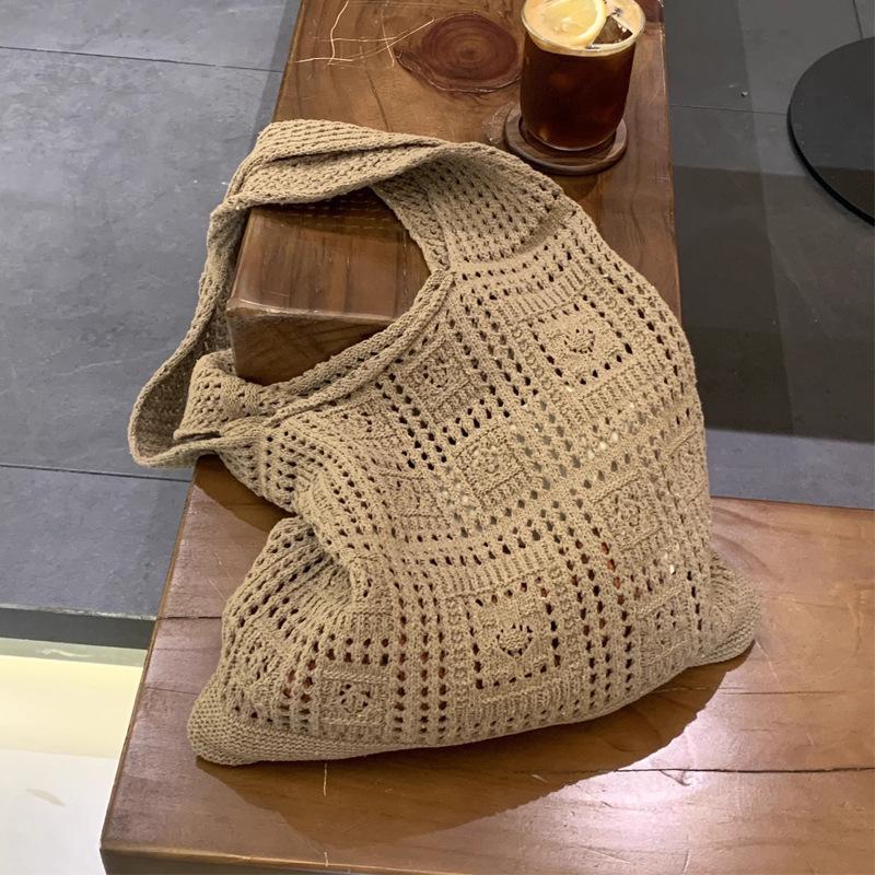 2025 New Stylish Women's Woven Knit Beach Bag - Hollow Single Shoulder Design