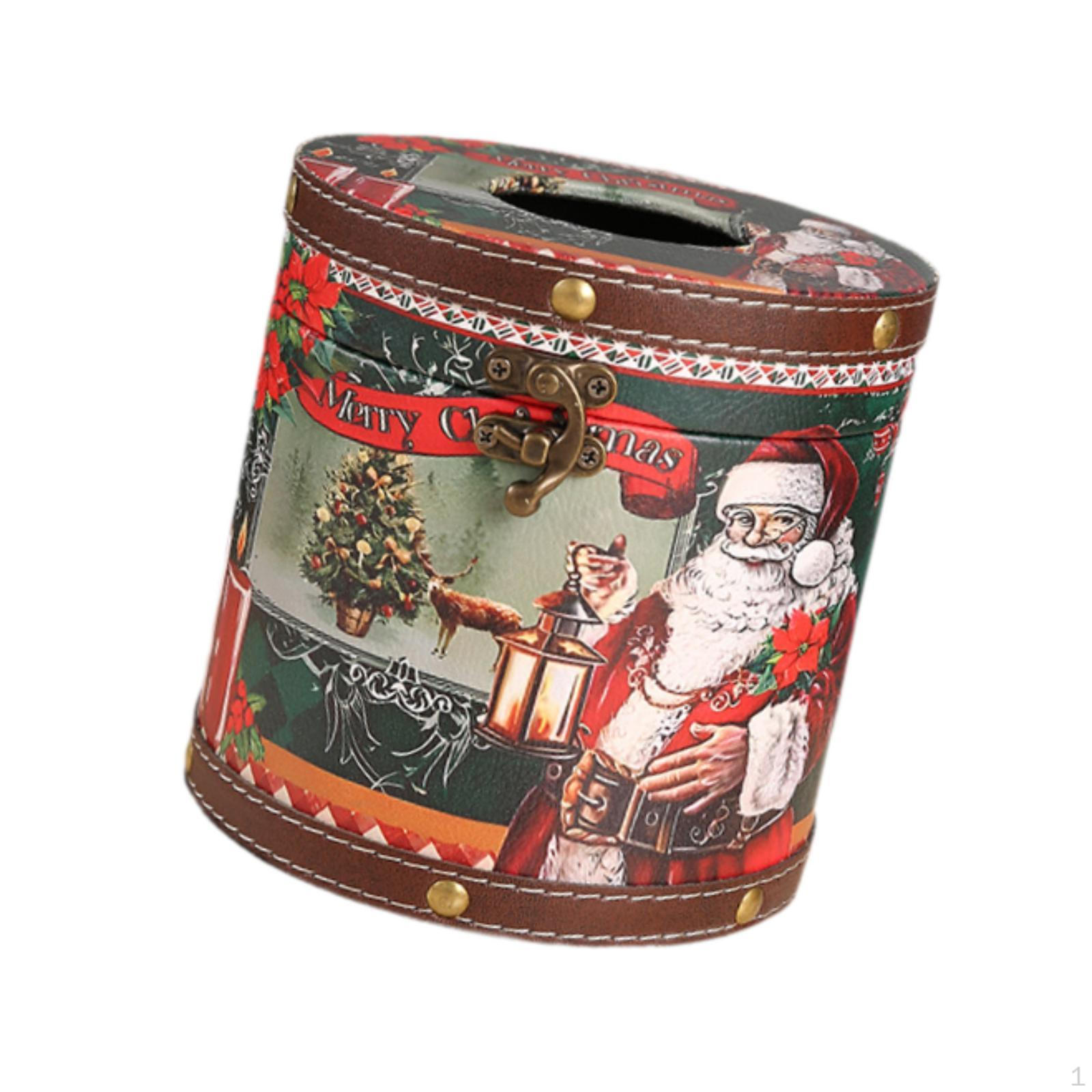 

Рождественский держатель для коробки с салфетками, круглый, поделки, деревянное рождественское украшение для стола в гостиной Santa Claus