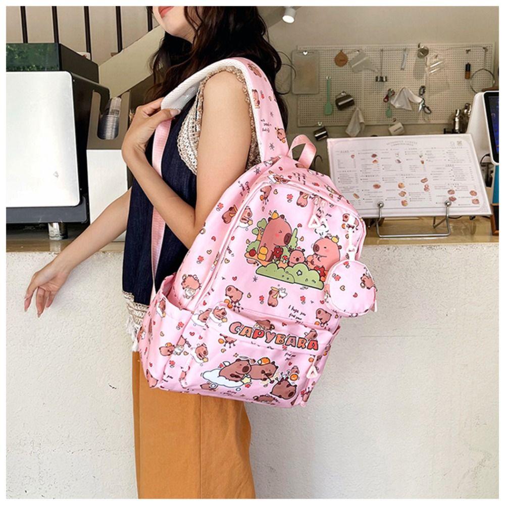 Multi-Compartment Capybara Backpack Waterproof Children's Shoulder Bag Kids