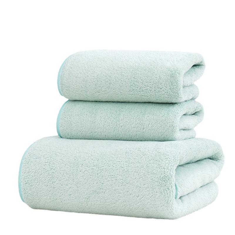 3-Piece Set: Soft, Absorbent Coral Fleece Towels - 2 Hand Towels + 1 Bath Towel, Easy to Wash and Dry