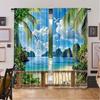 2Pcs Birds Flying By The Sea Curtains For Bedroom And Living Room Study Office Bathroom Decor With Vibrant Landscape Pattern